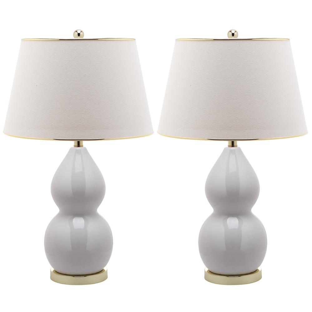 Safavieh LIT4093A JILL DOUBLE- GOURD CERAMIC (SET OF 2) GOLD BASE AND NECK TABLE LAMP